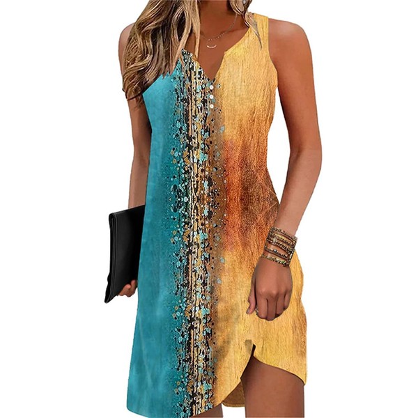 Disamer Womens Summer Dress 2025 Casual Button Down V Neck