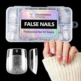 Puntas de uñas cuadradas extracortas de cobertura completa - 216 uñas postizas de gel preformadas, 12 tamaños para extensiones francesas acrílicas, pa