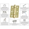 Door Hinges 3" 76mm Ball Bearing 1 Pair Pack [2