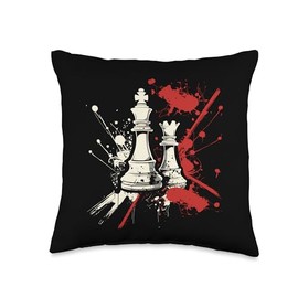 Chess Queen and King Streetart Mind Sports Throw Pillow
