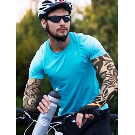 Geyoga 12 Pieces Tattoo Sleeves Set Fake Arm Sleeves Cover Realistic Soft Elasticity Arm Protection for Men Women Working (Cool Pattern)