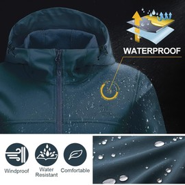 CAMEL CROWN Womens Fleece Lined Softshell Jacket Hooded Waterproof Windproof Lightweight Insulated Winbreaker Hiking Camping