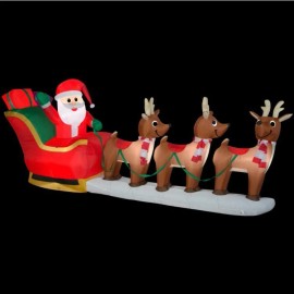Home Accents 12 ft. Pre-Lit LED Giant-Sized Inflatable Santa and Sleigh Scene