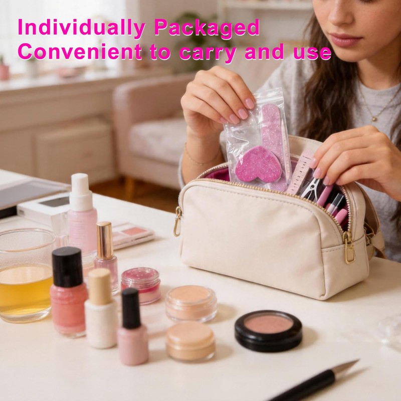Manicure Kit Disposable Press On Nail Tool Packaging Kit (Pink,