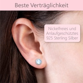 EYS JEWELRY Women's Earrings 925 Silver Round Cat's Eyes 7 mm Stud Earrings, Sterling Silver, Cats Eye