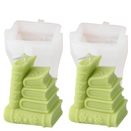 Juego de 2 moldes creativos de silicona para libro hecho a mano, para hacer cemento y yeso, decoración del hogar (molde para velas de libro, 1)