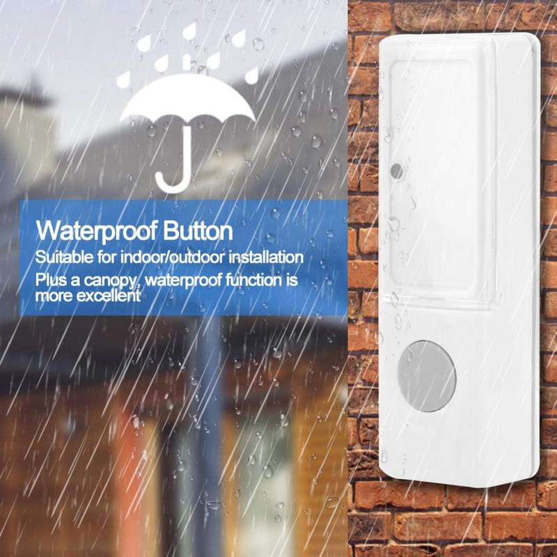Waterproof Wireless Doorbell, MP3 Download Cordless Door Bell Ring with
