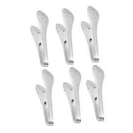BIUDECO Set of 6 BBQ Tongs Stainless Steel Steak Clip Salad Servers Buffet Tongs Non-Stick Kitchen Utensils