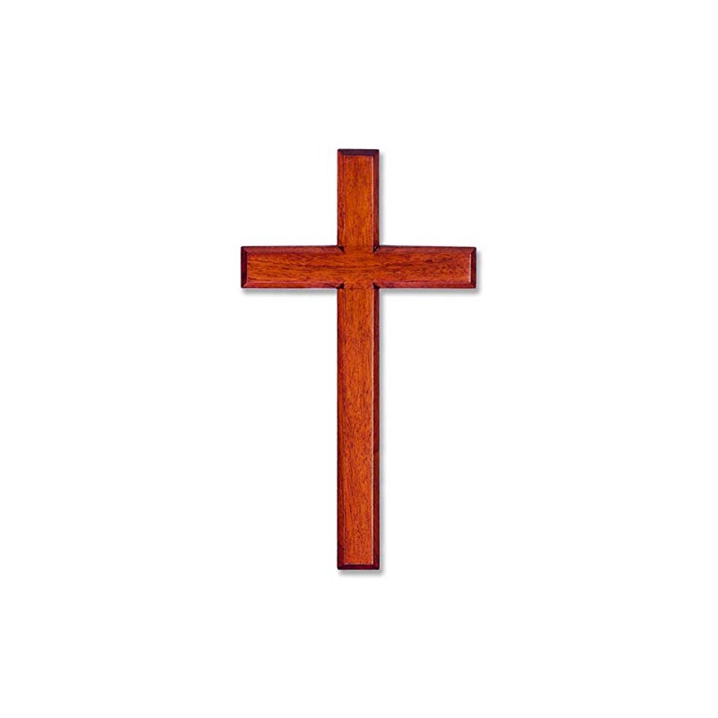 Wall Cross Solid Mahogany Wooden Carved, 6 x 12 Inches,