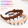 DANKORIER Non Slip Brown Headbands with Comb Pleated Hair Bands