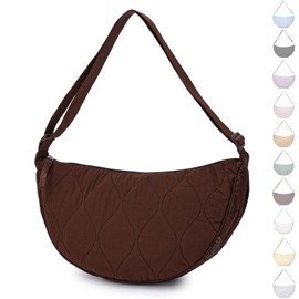 BESMART Large Nylon Embroidery Crossbody Bag for Women Men Trendy, Waterproof Quilted Crescent Bag, Rhombic Jacquard Shoulder Bags, Lightweight Travel Sling Purses Belt Bags