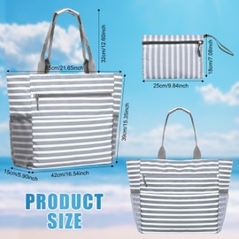 Ecofocet Beach Bag with Zip, Beach Bag XXL Family, Swimming Bag, Waterproof Sauna Bag, Travel Bag, Women's Tote Bag, Lightweight for Beach Holidays, Travel, Shopping, Sports Storage, gray