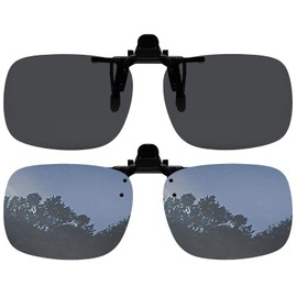 Clip On Sunglasses Polarized Sunglasses to Clip onto Eyeglasses Flip Up for Men and Women Set of Smoke and Silver Mirror