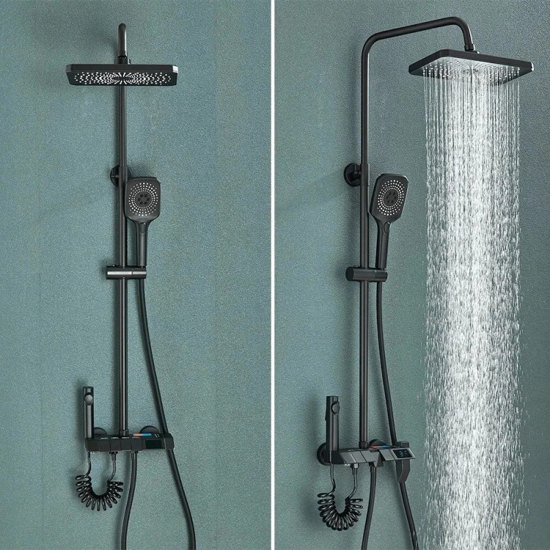 Rozin Black Smart Digital Display Shower Faucet Set With Display