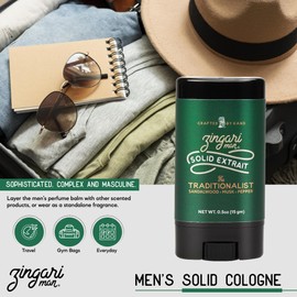 Zingari Man The Traditionalist Solid Extrait – Solid Cologne for Men – Concentrated Solid Perfume Balm – Sandalwood, Msuk and Pepper – Ideal Men’s Travel Cologne, 0.5 oz