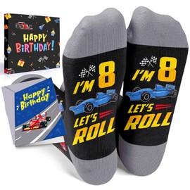 HAPPYPOP 8 Year Old Birthday Gifts Socks Ideas - Eight Year Old Gifts in Birthday Greeting Card, Presents for 8 Year Old with Birthday Box, Gifts for Child Boys Girls Age 8