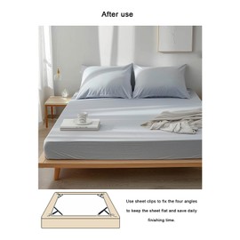 AireKouzia Fitted Sheet Straps with Clips - Heavy Duty Anti-Slip Sheet Grippers for King/Queen Size Mattress, Keep Fitted Sheets Tight, 4-Pack Adjustable Elastic Straps with Metal Clips (Black)​