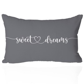 CarOptics Sweet Dreams Pillow Cover 12x20 Inch - Decorative Pillowcase with Heart Design - Soft Cushion Cover for Bedroom, Sofa, or Living Room Decor, Farmhouse Style Throw Pillow Case(Grey)