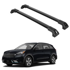 ERKUL Heavy Duty 220lbs Roof Rack Cross Bars for Kia NIRO 2016-2022 | Solid Metal Mounts | Aluminum Crossbars with Anti Theft Lock for Rooftop - Compatible with Flush Rails - Black