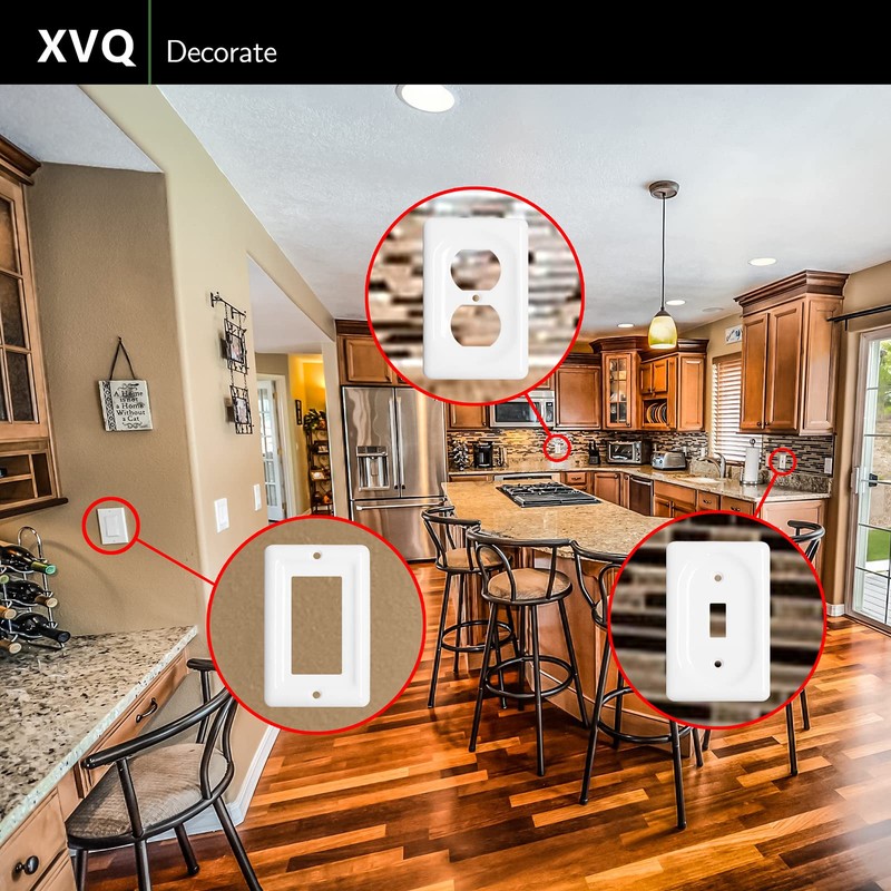 XVQ Ceramic Switch Plates Outlet Covers Switch Plate Cover White(Triple