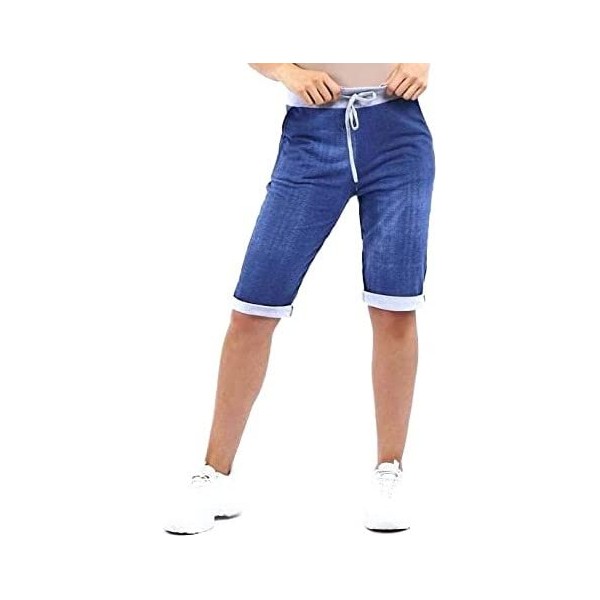 Chilgoza ew Italian Ladies Women's Elastic Waist Cotton Turn Up