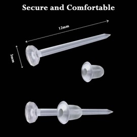 Nkwuire Plastic Earrings, 200 PCS Invisible Clear Post Studs for Sports, Work - Flat Silicone Rubber