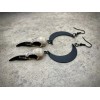 Raven Ranch Studio Crescent Moon Raven Skull Earrings Waning Moon