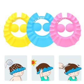 CENZICOM Cute Baby Kids Adjustable Shampoo Bath Bathing Shower Cap Hat Wash Hair Shield，Set of 3