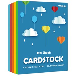 Cardstock 8.5x11 Inch Colored Paper, 5 Colors 120 Sheets Card Stock, Cardstock Paper for Scrapbooking, DIY Crafts, Assorted Cards Making (92LB Cover/250GSM)