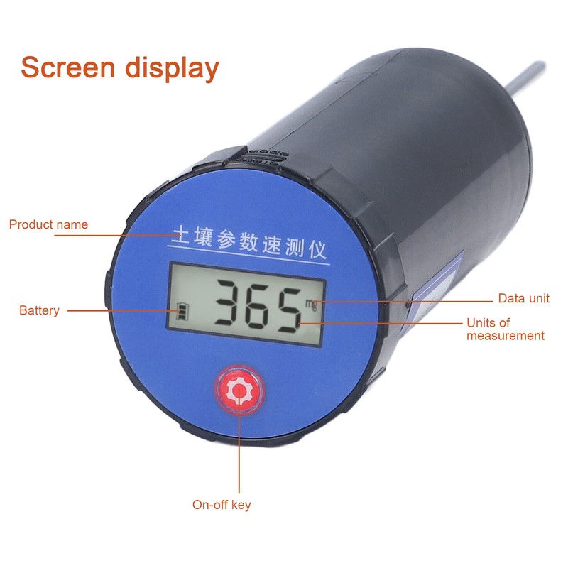 Soil EC Tester Stainless Steel Corrosion Resistant Durable LCD Accurate