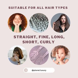 Planet Luxury Eco-Friendly Hair Brush w/Extra Soft Bristles, Detangler Hairbrush, Vented, Wet and Dry Hair For Women, Kids, Curly, Straight, Fine Hair Brush (Sky)