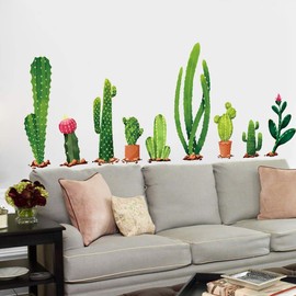 Cactus Wall Decal Green Plants Wall Sticker Tropical DIY Novelty Wall Art Mural for Classroom Offices Bedroom Living Room Home Decoration