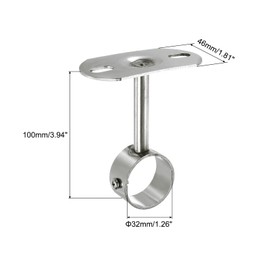 sourcing map 2 Pcs Ceiling Mount Bracket, Wardrobe Pipe Bracket, 1.26 Inch Dia, Shower Curtain Closet Wardrobe Rod Lever Support Holder Pipe Flange Socket 3.93 Inch Height