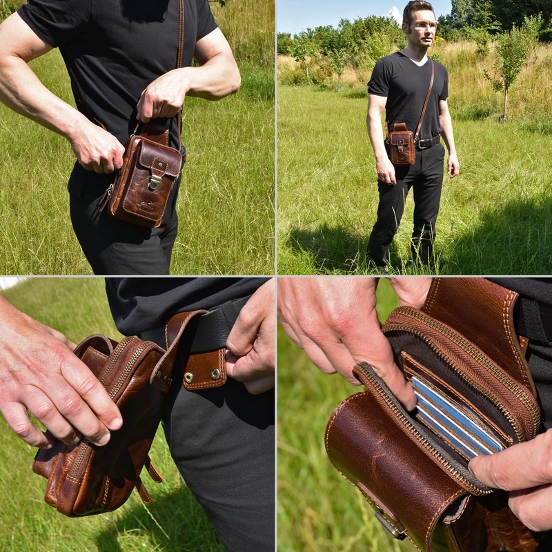 Fa.Volmer ® UrbanWalker Leather Case with Multiple Pockets | Belt