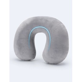 Pitasha Inflatable Travel Pillow Neck Pillow Soft Velvet Washable Cushion Cover Compact Portable Head and Neck Support Pillow for Relaxing in the Office, Plane, Car, Train (Grey)