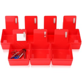 Tioncy 14 Pack Dental Working Lab Pan, Dental Lab Work Case, Medium Plastic Pans with Stainless Steel Clip for Holding Job Cards and Notes Organization (Red)