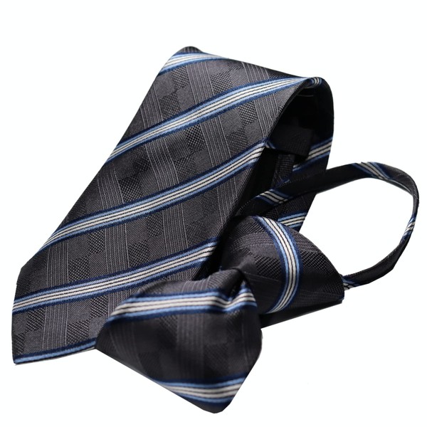 Michiko Korondon MKZP-1-C One-Touch Necktie Brand, Striped Pattern, Gift, Stylish,