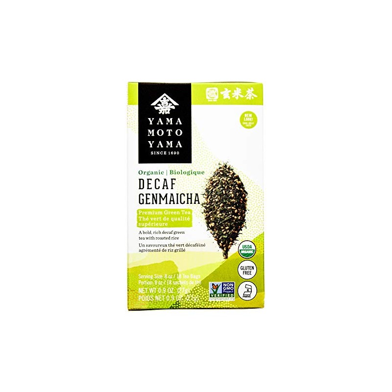Yamamotoyama Organic Decaf Genmaicha Tea Bag, 18 ct (Pack of