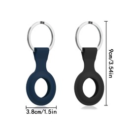 AirTag Key Ring Cases, 2 Pcs AirTag Case Protection Cover with Keychain for Luggage, Dog Cat Pet Collar (Black & Blue)