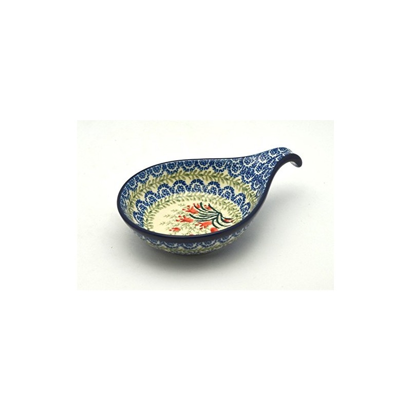 Polish Pottery Spoon/Ladle Rest - Crimson Bells
