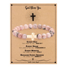 Btysun Easter Gifts for Teens Christian Bracelets Religious Gifts for Women Bead Bracelet Baptism Faith Jesus Easter Stuffers Jewelry