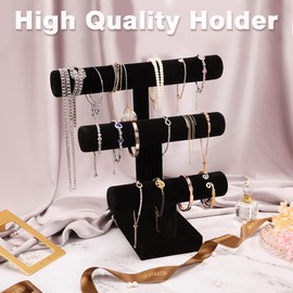 Pinkgarden Jewellery Stand for Women Girls T-Bar Jewellery Holder for Bracelet Necklace Watch Jewellery Organiser Gift for Women Girls, Velvet