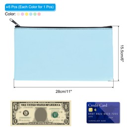 PATIKIL 11"x 6" Bank Deposit Bag 1 Set Money Bag Bank Bag Security Money Pouch Receipt Holder for Ticket Coin Makeup Cosmetic Light Purple/Sky Blue/Bright Yellow/Green/Pink