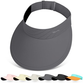 YANIKY Sun Visor for Women Wide Brim Summer UPF50+ UV Protection Seamless Sun Hats Foldable Beach Cap (US, Alpha, One Size, Dark Grey)