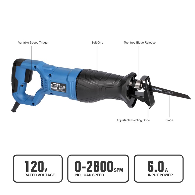G LAXIA 6Amp 2800RPM Corded Reciprocating Saw