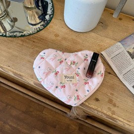 Pink French berries heart pouch
