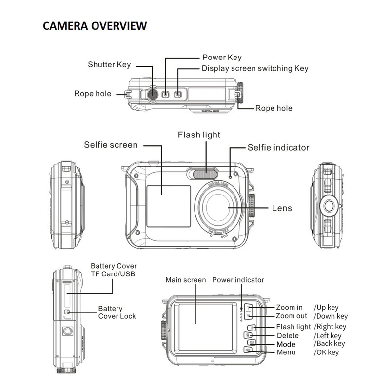 Underwater Digital Camera, 2.7K 48MP Waterproof Digital Camera with HD