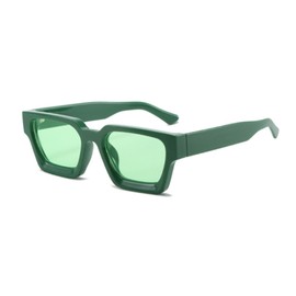 WDZAYXC Vintage Rectangular Sunglasses for Women Men Chunky Rectangle Sunglasses Retro Glasses UV400 Protection, Green/green