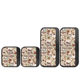 Viewamoon Coffee Themes Refrigerator Door Handle Covers 4 Pack Foldable Fridge Handle Covers Cakes Pattern Decoration for Home Kitchen Appliance Foor Cover Foldable Washable