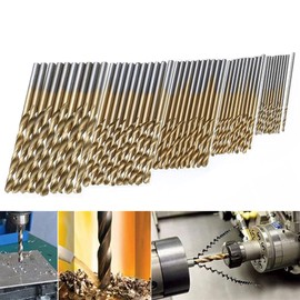 Jyving 50pcs Mini HSS Titanium Coated Twist Drill Bits Set Extractor Drill Bit 1/1.5/2/2.5/3mm for Woodworking Aluminum Drilling Tools